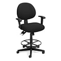 OFM 24-Hour Ergonomic Multi-Adjustable Upholstered Task Chair with Arms and Drafting Kit, Black (241-AA-DK-206)