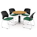 OFM™ 36 Round Multi-Purpose Laminate Oak Table With 4 Chairs, Shamrock Green