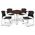 OFM™ 36 Square Multi-Purpose Mahogany Table With 4 Chairs, Black