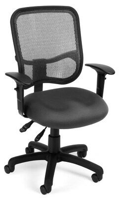 OFM Comfort Series Ergonomic Mesh Swivel Task Chair with Arms, Mid Back, Gray (130-A01)