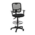 OFM Comfort Series Ergonomic Mesh Swivel Task Chair with Arms and Drafting Kit, Mid Back, in Black (130-AA3-DK-A05)