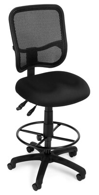 OFM Comfort Series Ergonomic Mesh Swivel Armless Task Chair with Drafting Kit, Mid Back, Black (130-DK-A05)