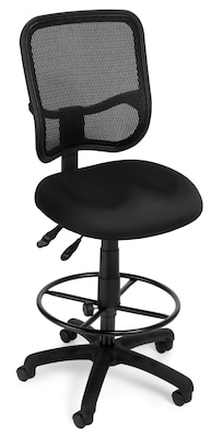 OFM Comfort Series Ergonomic Mesh Swivel Armless Task Chair with Drafting Kit, Mid Back, Black (130-DK-A05)