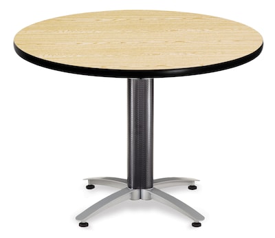 OFM Multi-Purpose Table with Metal Mesh Base, 42Dia., Oak (811588010417)