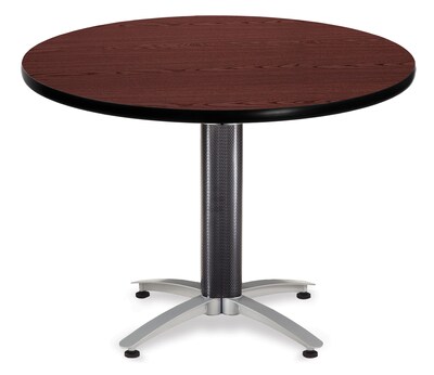 OFM Multi-Purpose Table with Metal Mesh Base, 42D x 42W, Mahogany (KMT42RD-MHGY)