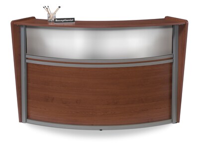 OFM Marque Series 69 Single Unit Plexi Reception Station, Cherry with Silver Frame (55310-CHY)