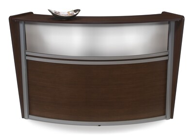 OFM Marque Series Single Unit Plexi Reception Station, Walnut with Silver Frame (55310-WLNT)