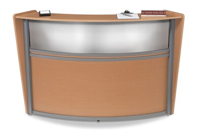 OFM Marque Series Single Unit Plexi Reception Station, Maple with Silver Frame (55310-MPL)