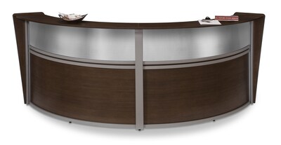 OFM Core Collection Marque Series Double Unit with Plexi Reception Station, in Walnut (55312-WLNT)