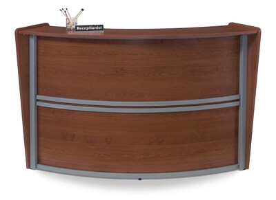 OFM Marque Series Single Unit Reception Station, Cherry with Silver Frame (55290-CHY)