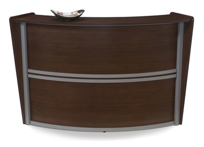 OFM Marque Series Single Unit Reception Station, Walnut with Silver Frame (55290-WALNUT)