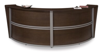 OFM Marque Series Double-Unit Curved Reception Station, Walnut (55292-WALNUT)