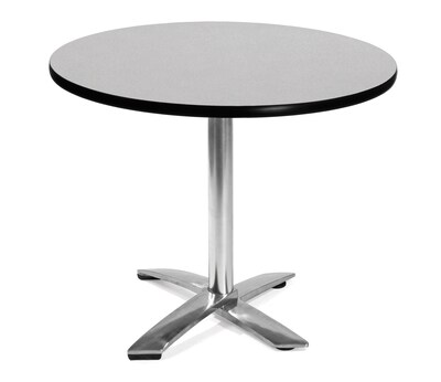 OFM Multi-Purpose Table with Chrome-Plated Steel Base, 36Dia.,Gray Nebula (KLT36RD-CHY)