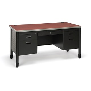OFM Mesa 59W Double Pedestal Desk, Cherry/Gray (66360-CHY)