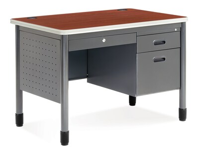 OFM Core Collection Mesa Series 3-Drawer Single Pedestal Steel Sales Desk with Laminate Top, in Cherry (66242-CHY)