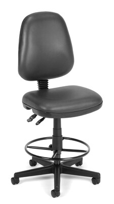 OFM Straton Series Armless Swivel Task Chair with Drafting Kit, Vinyl, Charcoal (119-VAM-DK-604)