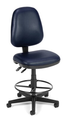OFM Straton Series Armless Swivel Task Chair with Drafting Kit, Vinyl, Navy (119-VAM-DK-605)