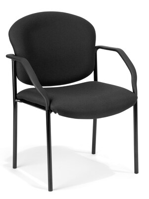 OFM Manor Series Deluxe Upholstered Stacking Guest Chair, Black (404-805)
