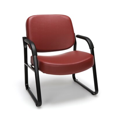 OFM Core Collection Big and Tall Guest and Reception Chair with Arms, Vinyl, Wine (407-VAM-603)