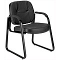 OFM Promotional Leather Guest and Reception High-Back Chair with Extra Thick Cushion, Black (503-L)