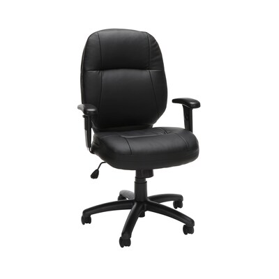OFM Stimulus Series Leatherette Executive Mid-Back Chair with Adjustable Arms, Black (521-LX-T-AA)