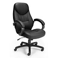 OFM Stimulus Series Leatherette Executive High-Back Chair with Fixed Arms, Black, (522-LX-T)