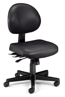 OFM 24 Hour Ergonomic Armless Task Chair, Vinyl, Mid Back, Black (241-VAM-606)