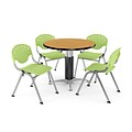 OFM Core Collection Breakroom Bundle, Multi-purpose Table & Metal Mesh Base with Chairs, 42Dia., Oak (PKG-BRK-029-0013)