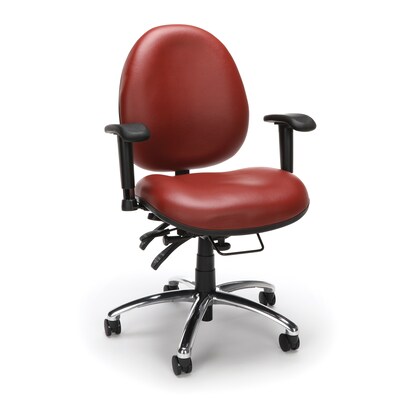 OFM 24 Hour Big and Tall Ergonomic Computer Swivel Task Chair with Arms, Vinyl, Wine (247-VAM-603)