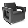 OFM Distinct Series Soft Seating Lounge Chair, Polyurethane, Black with Chrome Base (831-PU606)