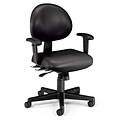 OFM 24 Hour Ergonomic Task Chair with Arms, Vinyl, Mid Back, Black (241-VAM-AA-606)