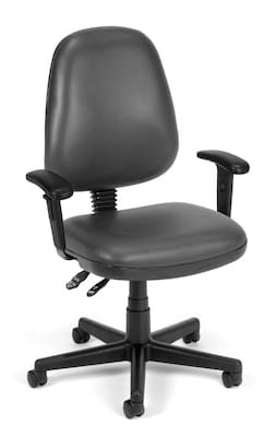 OFM Straton Plastic Computer and Desk Office Chair, Adjustable Arms, Charcoal Gray (119-VAM-AA-604)
