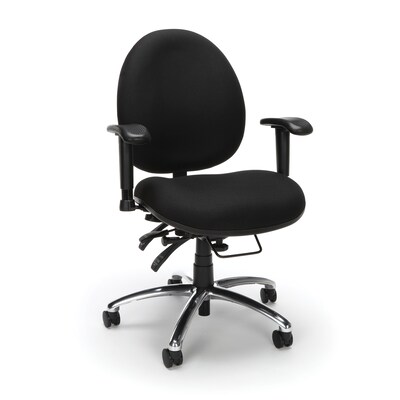 OFM 24 Hour Big and Tall Ergonomic Computer Swivel Task Chair with Arms, Fabric, Black, (247-206)