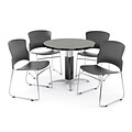 OFM Laminate Multipurpose Table w 4 Chairs, 36 Dia., Gray Nebula Table/Gray Chair (PRKBRK-027-0005)