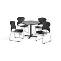 OFM Core Collection Breakroom Set, Multi-purpose Folding Table with Chairs, 36Dia., Oak (PKG-BRK-032-0016)