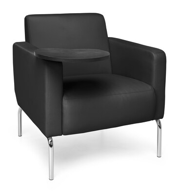 OFM Triumph Series Polyurethane Modular Lounge Chair with Arms and Tungston Tablet, Black (3002T-PU606-TG)