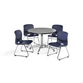 OFM Multi-Use Break Room Table with Fabric Guest Chairs and  X-Style Pedestal Base 36Dia., Gray Nebula (PKG-BRK-143)