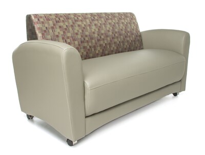 OFM InterPlay Series Double Seating Sofa, Taupe Seat with Plum Back (822-PLUM-PU607NT)