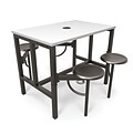 OFM Multi-Use Break Room Table with Vinyl Guest Chairs and X-Style Pedestal Base, 42Dia., Gray Nebular (PKG-BRK-156)