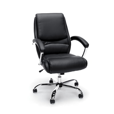 Essentials by OFM Ergonomic High-Back Bonded Leather Executive Chair, Black with Chrome Finish (ESS-6070-BLK)