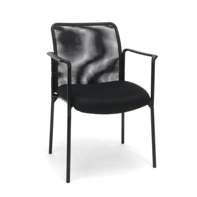 Essentials by OFM Mesh Back Upholstered Side Chair with Arms, Black (ESS-8010)