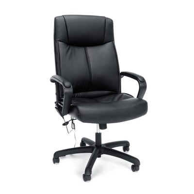 Essentials by OFM Bonded Leather High-Back Executive Chair with Massage Control, Black, (ESS-6015M)