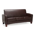 Essentials by OFM 70.25W Traditional Reception Sofa, Leather Upholstery, Brown (ESS-9052-BRN)