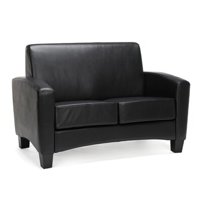 Essentials by OFM 50.25W Traditional Reception Loveseat, Leather Upholstery (ESS-9051-BLK)
