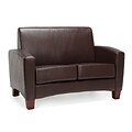 Essentials by OFM 50.25W Traditional Reception Loveseat, Leather Upholstery, Brown (ESS-9051-BRN)