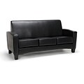 Essentials by OFM 70.25W Traditional Reception Sofa, Leather Upholstery, Black (ESS-9052-BLK)