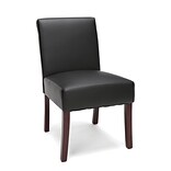 Essentials by OFM Bonded Leather Executive Armless Guest Chair with Wooden Legs, Black (ESS-9020-BLK