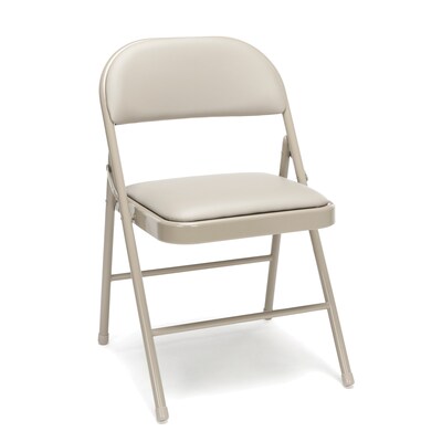 Essentials by OFM Multipurpose Padded Metal Folding Chair, Antique Linen, Pack of 4 (ESS-8210-ALN)