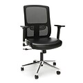 Essentials Ergonomic Task Chair - Mesh Back and Leather Seat with Arms, Black/Chrome (ESS-3048-BLK-CHR)