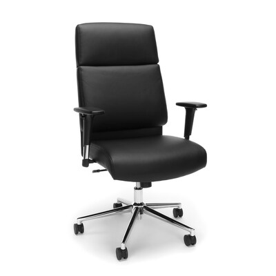 High Back Leather Manager Chair with Chrome Base, Black (568-BLK)